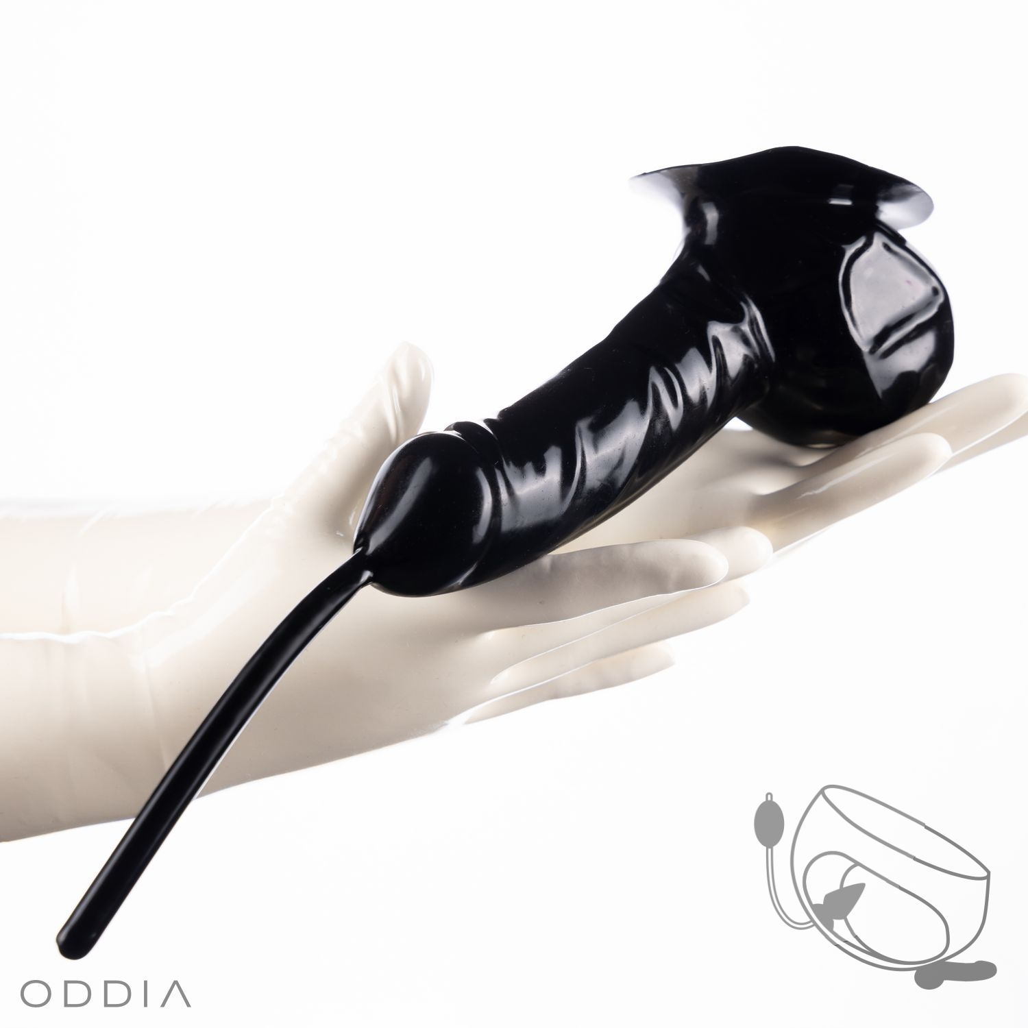 Oddia®  Latex Briefs with penis sleeve and inflatable anal plug