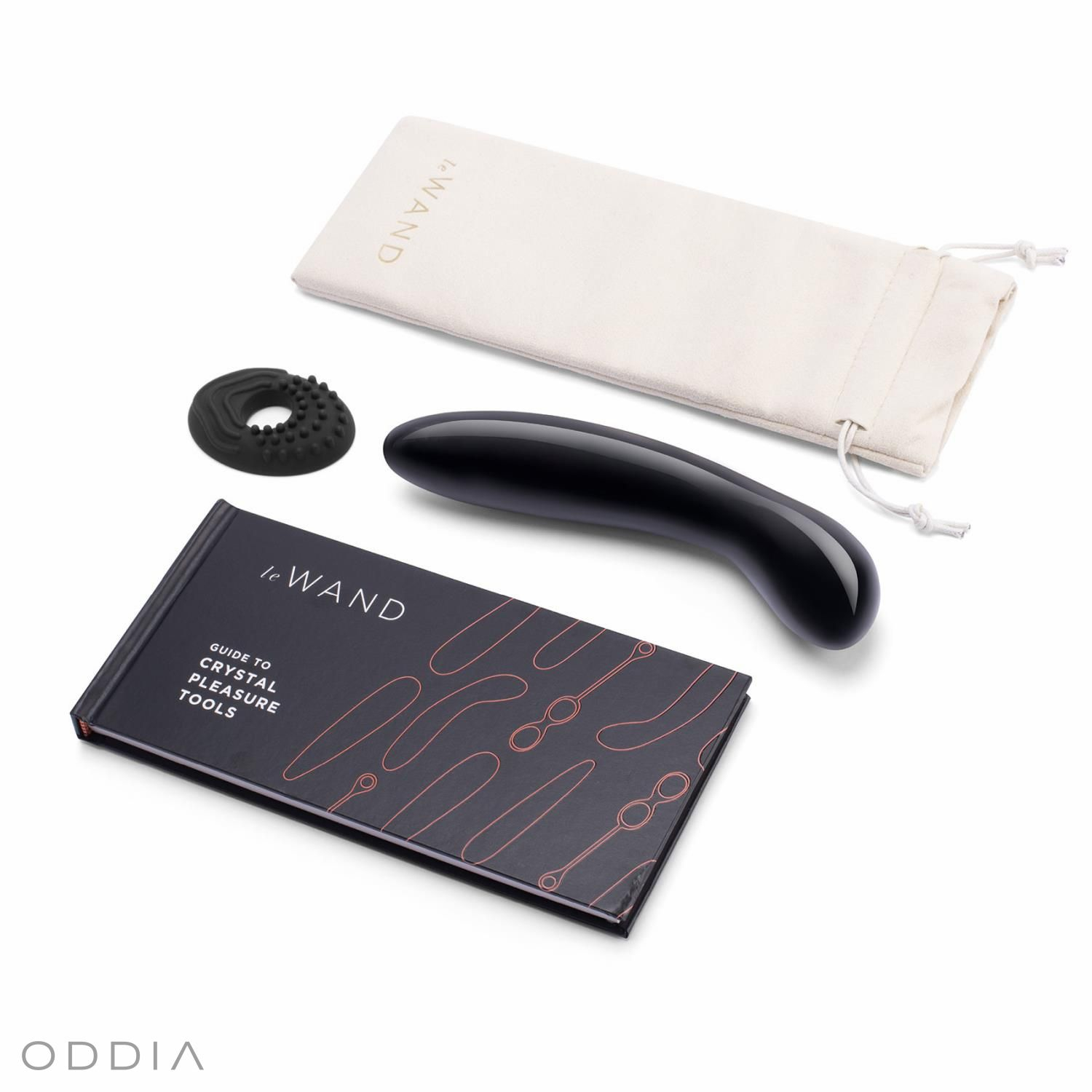 Luxurious curved dildo from the brand leWAND, made from real black obsidian - curved for G-spot stimulation