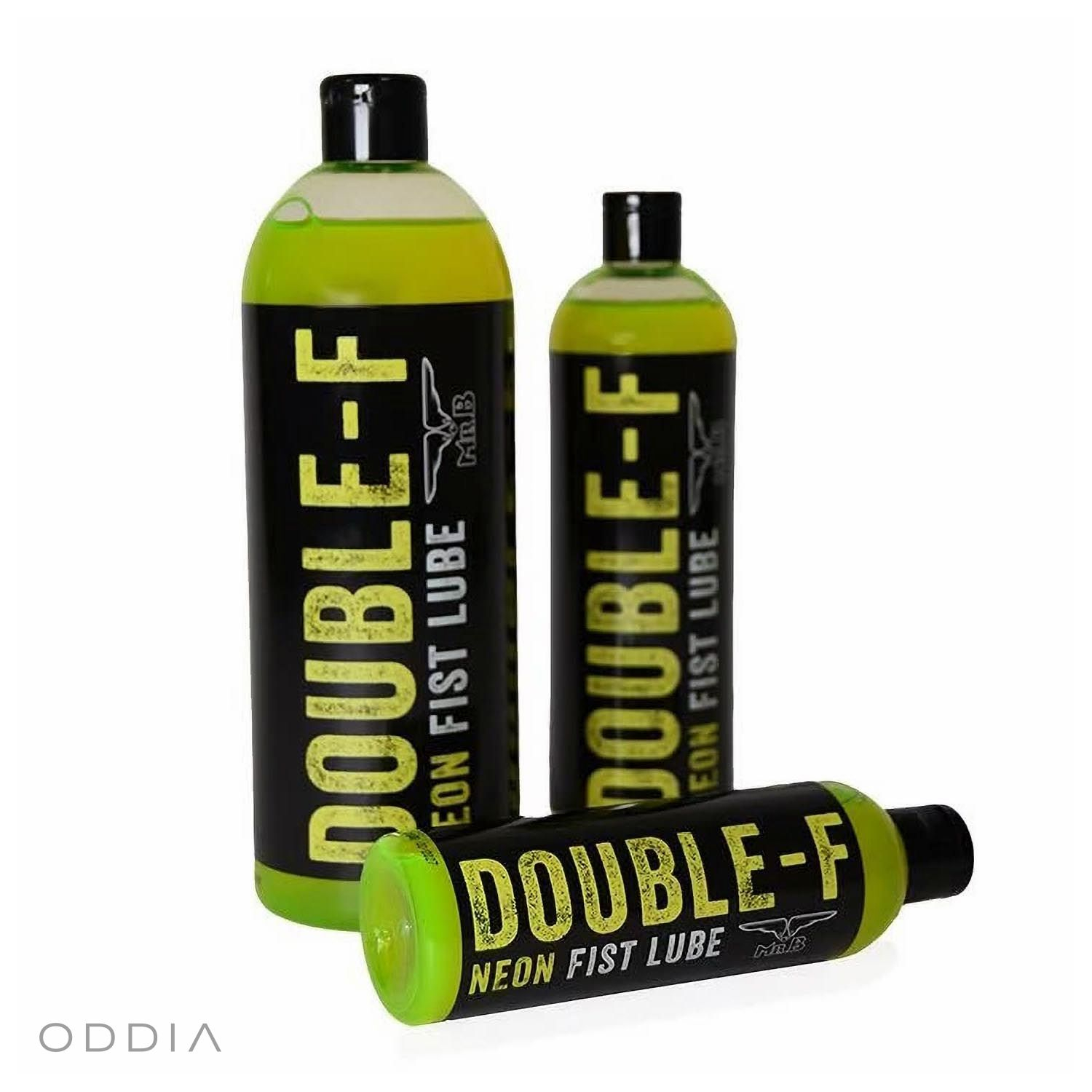 Bottle with glowing green lubricant gel designed for fisting